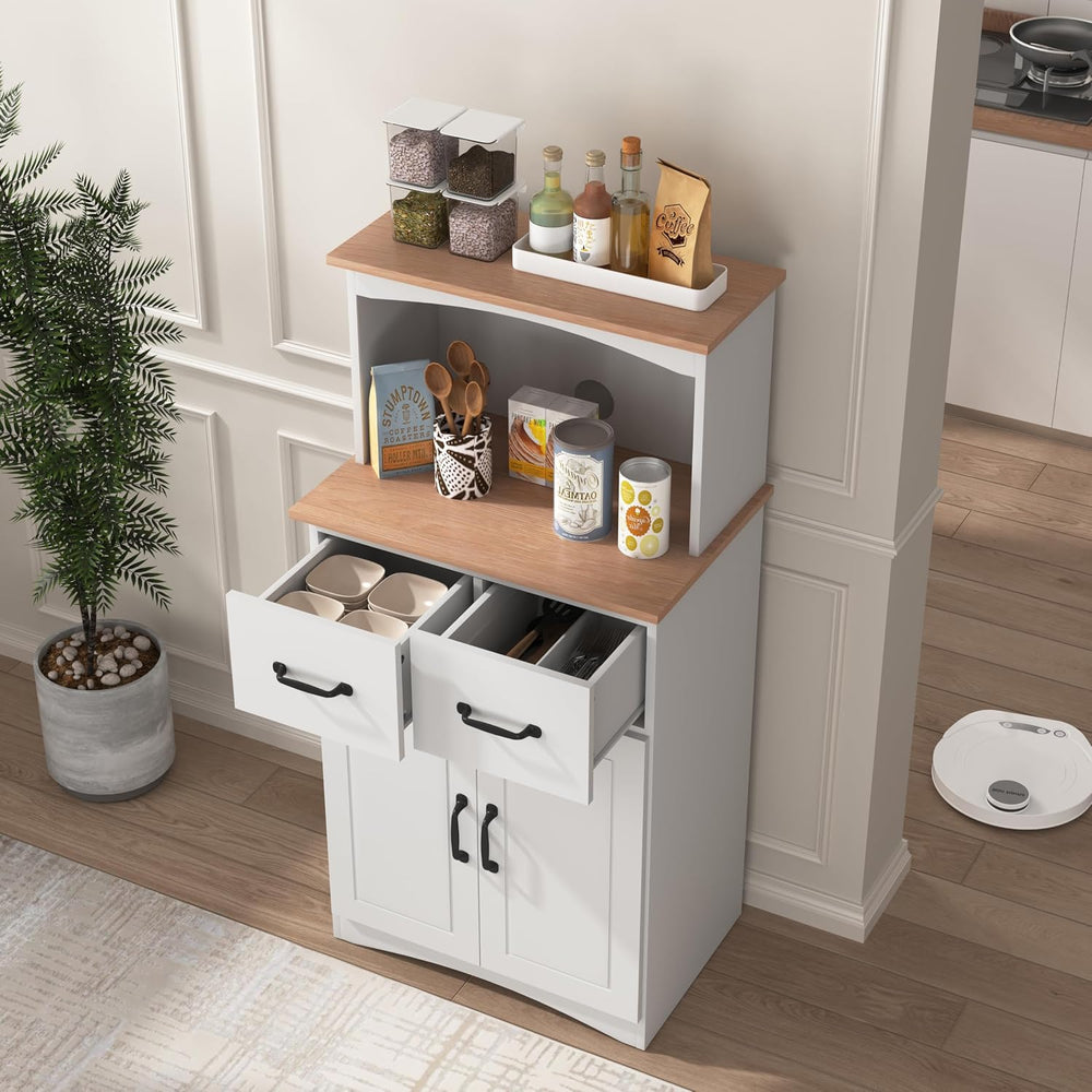 49.4" H White Kitchen Pantry Cabinet with 2 Doors & 2 Drawers, Frees...