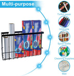 Kitchen Cabinet Door Organizer 3 pack, Lid Organizers Inside Cabinet with 2 Sponges, Foil and Plastic Wrap Organizer with 4 Hooks, for Aluminum Foil, Plastic Wrap, Black, (Small, Medium, Large)