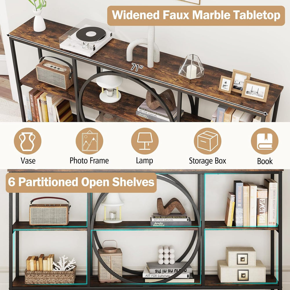 GIANTEX Narrow Long Console Table, 3-Tier Entryway Table, Brown+Black | Faux ...