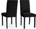CHUN YI Upholstered Dining Chairs Set of 2, Fabric Dining Room Chairs with Solid Wood Legs, Modern Parson Chairs for Kitchen, Restaurant, Hotel, Black