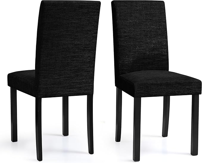 CHUN YI Upholstered Dining Chairs Set of 2, Fabric Dining Room Chairs with Solid Wood Legs, Modern Parson Chairs for Kitchen, Restaurant, Hotel, Black