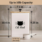 Cat Food Storage Container with Scoop - 5-7 lb (25 Cup) Capacity Metal Cat Food Container with Airtight Bamboo Lid and Metal Scoop - Airtight Pet Food Storage Containers 5 lb - 7 lb Kibble Container