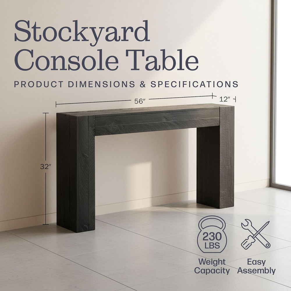 Alaterre Furniture Stockyard Solid Wood Console Table - 56 Inch Modern Farmho...
