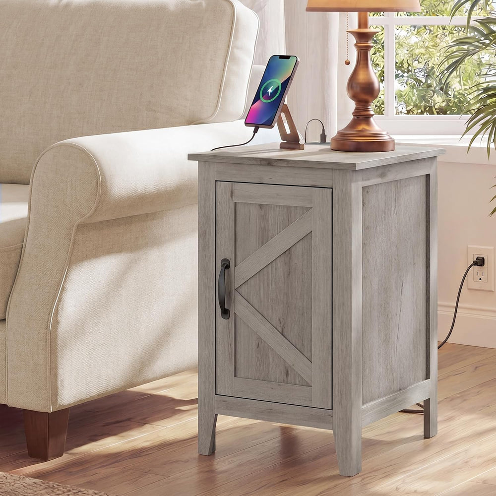 VASAGLE LIRY Collection - End Table with Charging Station, Side Table with St...