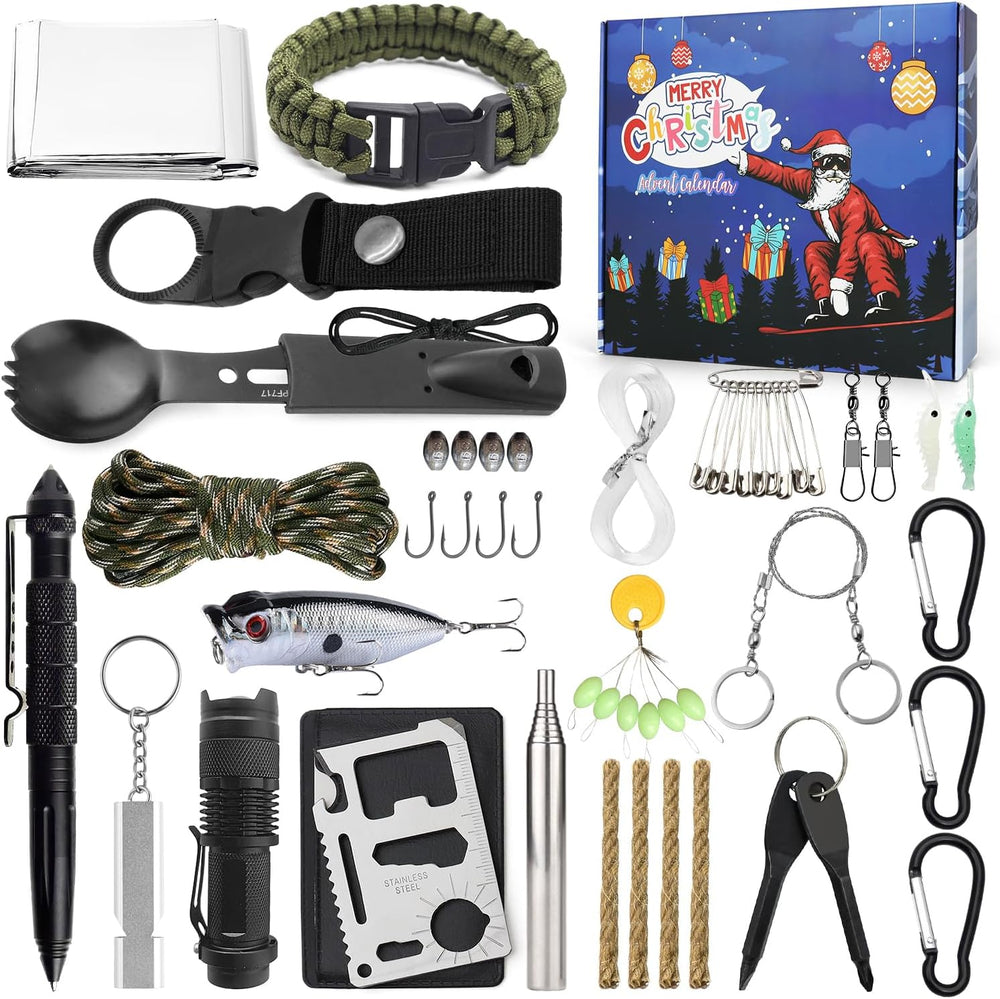 Survival Kit Advent Calendar Adults Men 2026, 24 Day Christmas Countdown Cale...