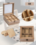 Watch Box, Watch Case for Men Women with Large Glass Lid, Wooden Watch Display Storage Box with 6 - Slots, Weathered Wood Mens Watch Box Organizer