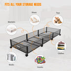 Under Bed Storage With Wheels, 47.2''/90lbs/57.6L, Metal Frame Under Bed Rolling Storage, Tool-Free Assembly Underbed Drawers, Underbed Organizer Containers for Shoes, Clothes and Toys (2 Pack)