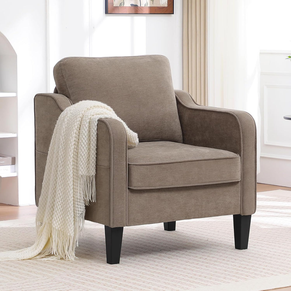 Accent Chairs Set of 2, Upholstered Living Room Chair with Side Pockets, Mid ...