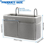 Bedside Caddy Bedside Hanging Storage Basket Bed Caddy for Headboards Bunk Dorm Rooms Crib Beds Rails Organizer (Grey)