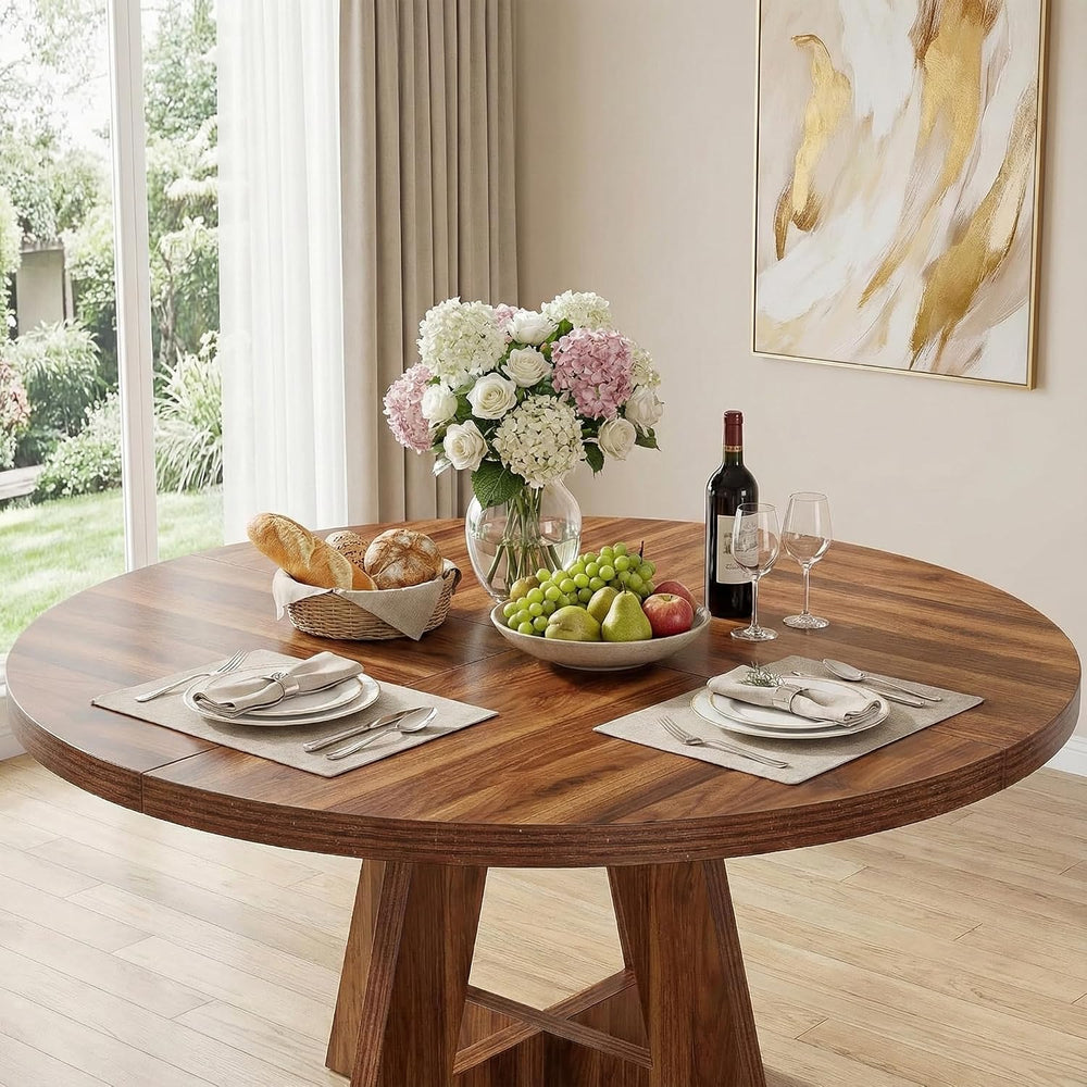 Lailang 47 Inch Dining Table, Round Kitchen Table, Dining Room Table for 4, R...
