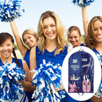 Cheer Garment Bags for Cheerleading Uniform For Cheer Mom Waterproof Hanging Garment Bag for Dance Costumes 40 Inch Clothes Bag with 5 Pocket Travel Side Zip Storage Uniform(Nave Blue,White)