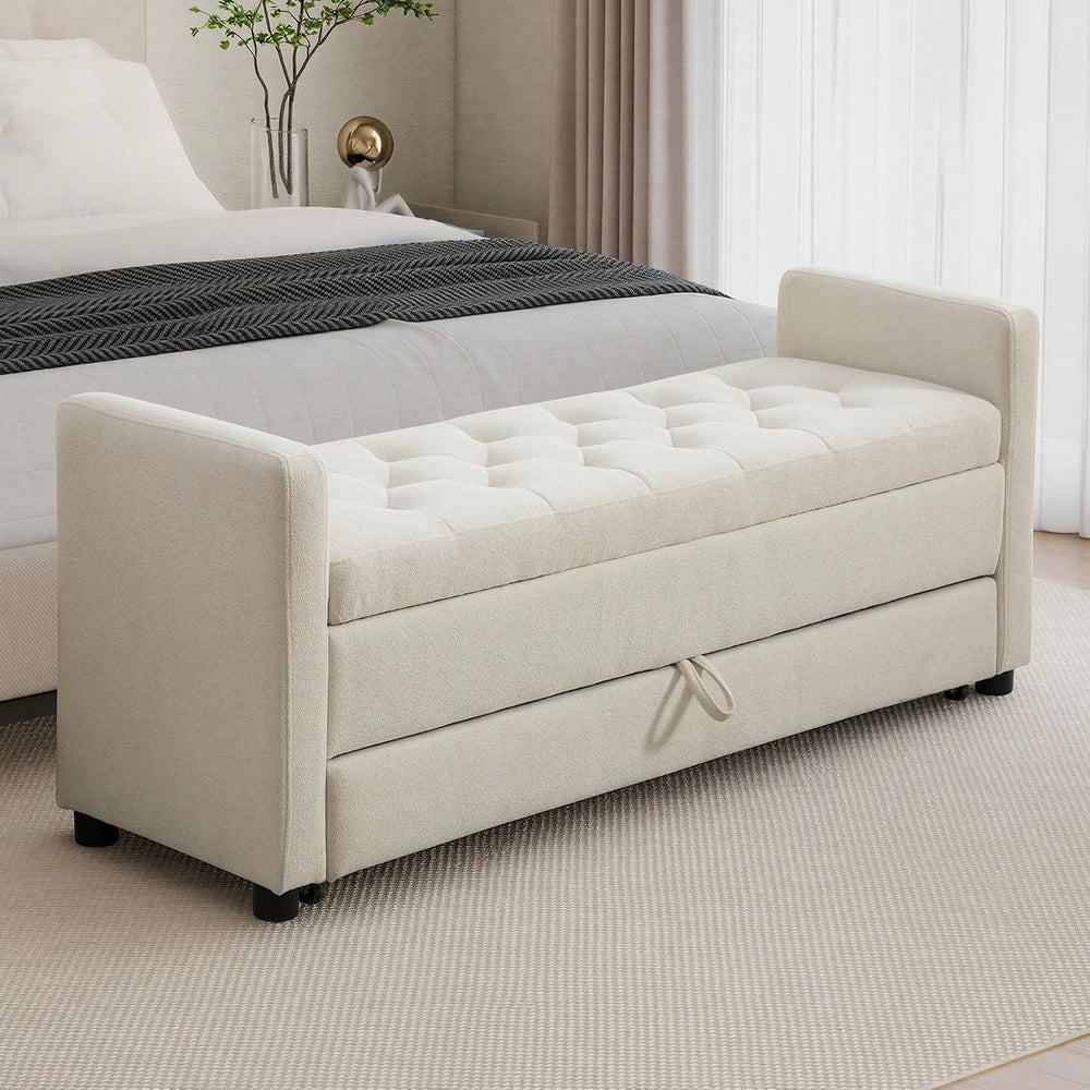 Chifee & Vingol 58.27" W Ottoman Bench with Double Storage Space, Up...