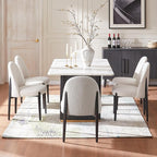 Morden Fort Boucle Dining Chairs Set of 2, Thick Upholstered Chairs with Metal Legs & Curved Backrest, Post Modern Minimalist Chair for Dining Room, Kitchen, Living Room, Bedroom, Apartments, White