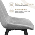 Yaheetech Dining Chairs Set of 4 Modern Upholstered Dining Room Chairs with Faux Leather Seat and Metal Legs for Home, Kitchen, Armless Design, Gray