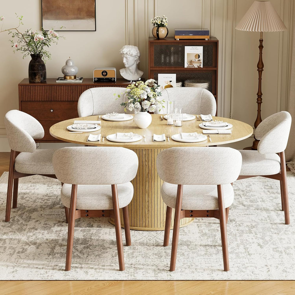 MALOL 47"-63" Extendable Round to Oval Dining Table Chairs Set for ...