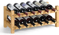 2 Tiers Bamboo Wine Rack Countertop Wine Display Stand Wine Storage Shelf Wine Bottle Holder