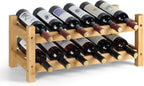 2 Tiers Bamboo Wine Rack Countertop Wine Display Stand Wine Storage Shelf Wine Bottle Holder