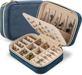 Dajasan Velvet Jewelry Travel Case, Small Travel Jewelry Box, Portable Travel Jewelry Organizer Box for Earrings Bracelets Rings Necklace (Blue)