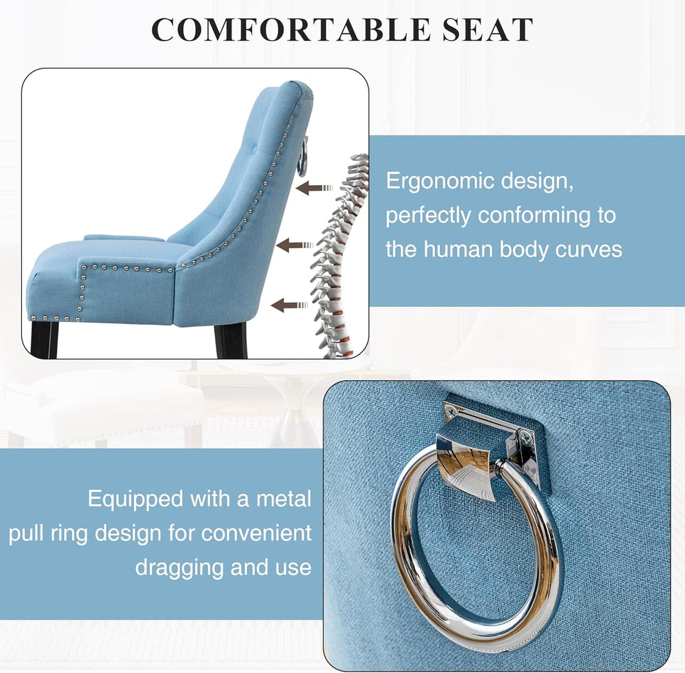 adochr Dining Chairs Set of 4, Upholstered Fabric Dining Room Chairs with Nai...