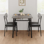 GAOMON 3-Piece Dining Table Set for 2, Wood Kitchen Table Set with Built-in Storage Rack,Small Kitchen Table with Upholstered Chairs and Metal Frame for Small Spaces，Gray