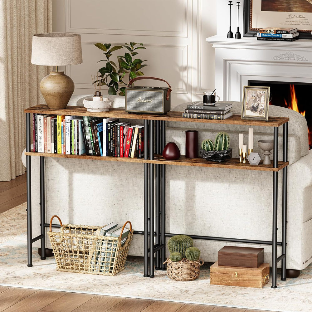 Asgolion Narrow Console Table, 23.6" Small Entryway Table, 2-Tier Sofa T...