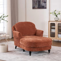 59.8" Chaise Lounge Chair Indoor, Chenille Reading Chairs | Side Pocket, Upholstered Chaise Lounge for for Bedroom, Living Room& Apartment ,Sturdy Frame, Orange