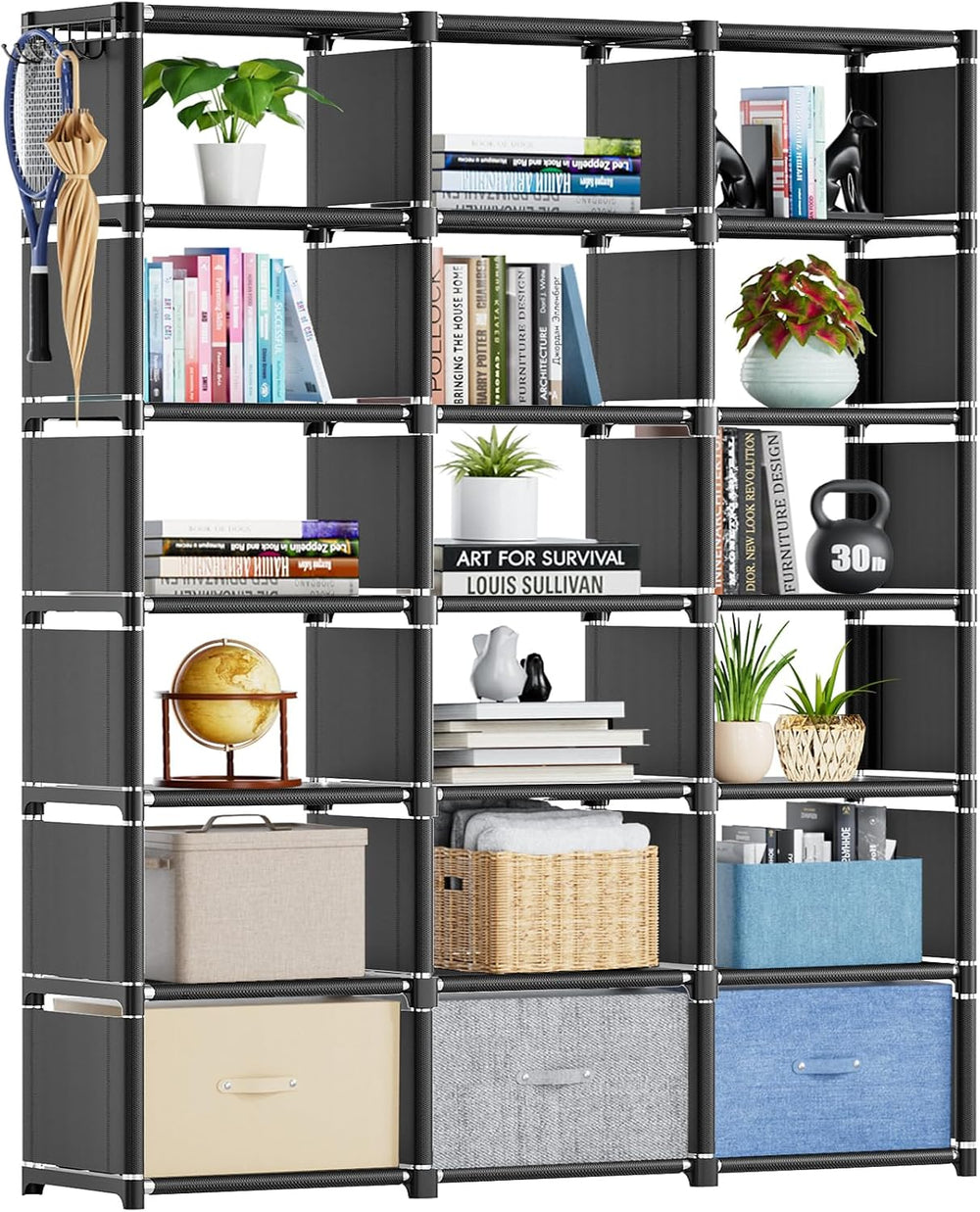 Mavivegue Book Shelf, 18 Cube Storage Organizer, DIY Bookcase, Metal Cube Boo...
