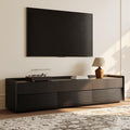 POVISON Fully-Assembled Mid Century Modern TV Stand, 78.74" Wood Media Console with Adjustable LED Light, Entertainment Center with Storage for Living Room