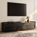 POVISON Fully-Assembled Mid Century Modern TV Stand, 78.74" Wood Media Console with Adjustable LED Light, Entertainment Center with Storage for Living Room