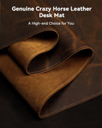 YSAGi Leather Desk Mat, 31.5"x15.8"Real Leather Desk Pad,3mm Thick Desk Blotter with Stiched line,Oil-Wax Feel Mouse pad and Self-Healing Laptop Pad for Home & Office(Classic Dark Brown)