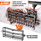 49.8" W Large Power Tool Organizer Wall Mount, Heavy Duty Tool Organizer with 14 cordless Drill Holder, 4 Layers Garage Organization and Storage Rack, Tool Rack for Garage Workshop, Black