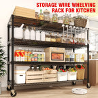 71" H Storage Shelves 2640LBS Heavy Duty Shelving Unit with Wheels & Feet, 4-Tiers Garage Shelving for Pantry Garage Kitchen Home Commercia, 71.8" H x 59" W x 17.7" D