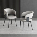 Modern Dining Chairs Set of 2, Faux Leather Upholstered Kitchen Chairs with Curved Back and Metal Legs, Mid Century Chairs for Dining Room, Kitchen, or Café (Light Gray)