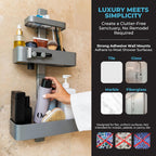 Rust Resistant Hygienic Shower Caddy – Hanging Bathroom Organizer with Adjustable Shelves, Easy Clean Trays & Magnetic Hooks for DIY Remodels & Shower Niches - Black
