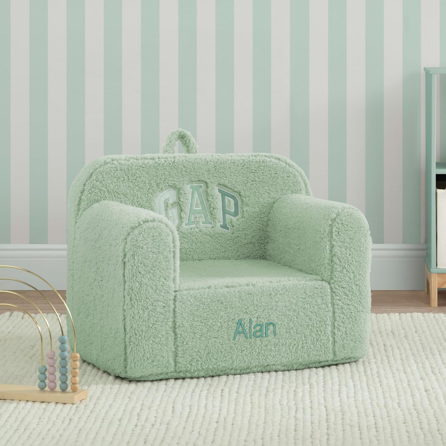 babyGap by Delta Children Personalized Sherpa Chair - Greenguard Gold Certified, Sage