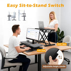32 inch Standing Desk Converter, Height Adjustable Sit Stand Riser for Home Office,Stand Up Desk Riser, Quick Sit to Stand Tabletop with Keyboard Tray，Black