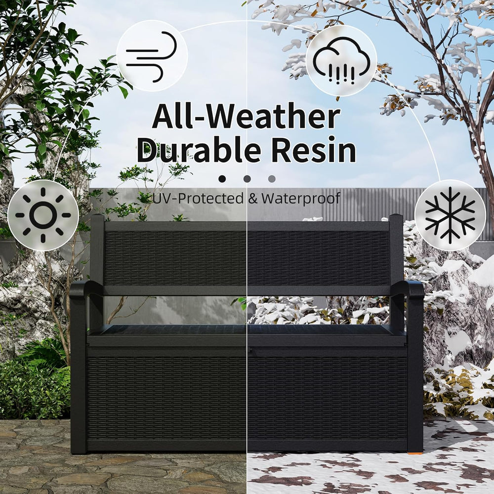 PatioZen 80 Gallon Outdoor Storage Bench Deck Box Waterproof Lockable,Outdoor...