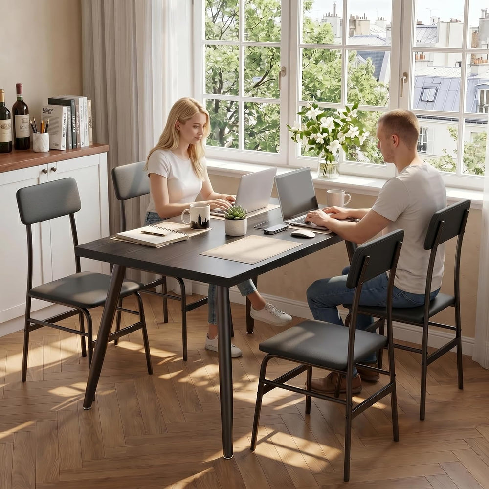 Gizoon Dining Table Set for 4, Modern Kitchen Table with Chairs, Black | Wood...