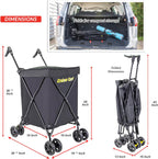 dbest Products Cruiser Cart Urban 360 Folding Shopping Grocery Collapsible Laundry Basket on Wheels Foldable Utility Trolley Carrito de Compras