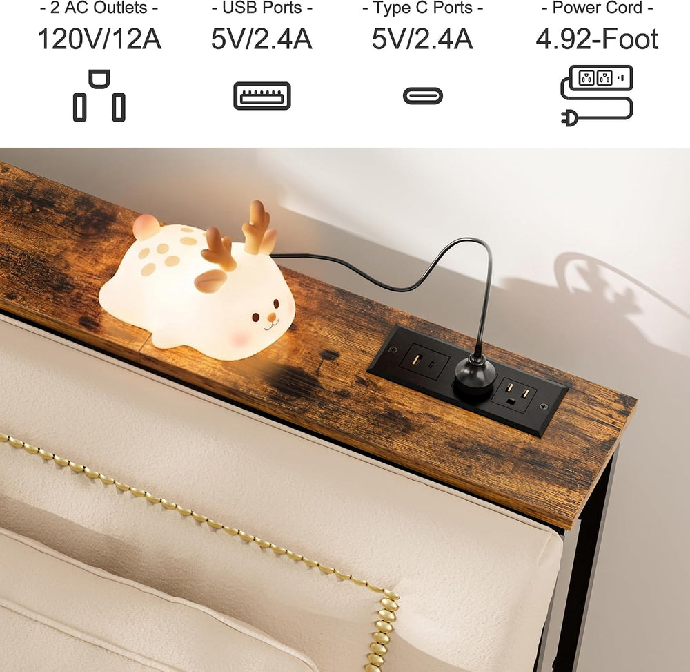 47.2" Console Table with Power Outlets, Narrow Entryway Table with Charg...