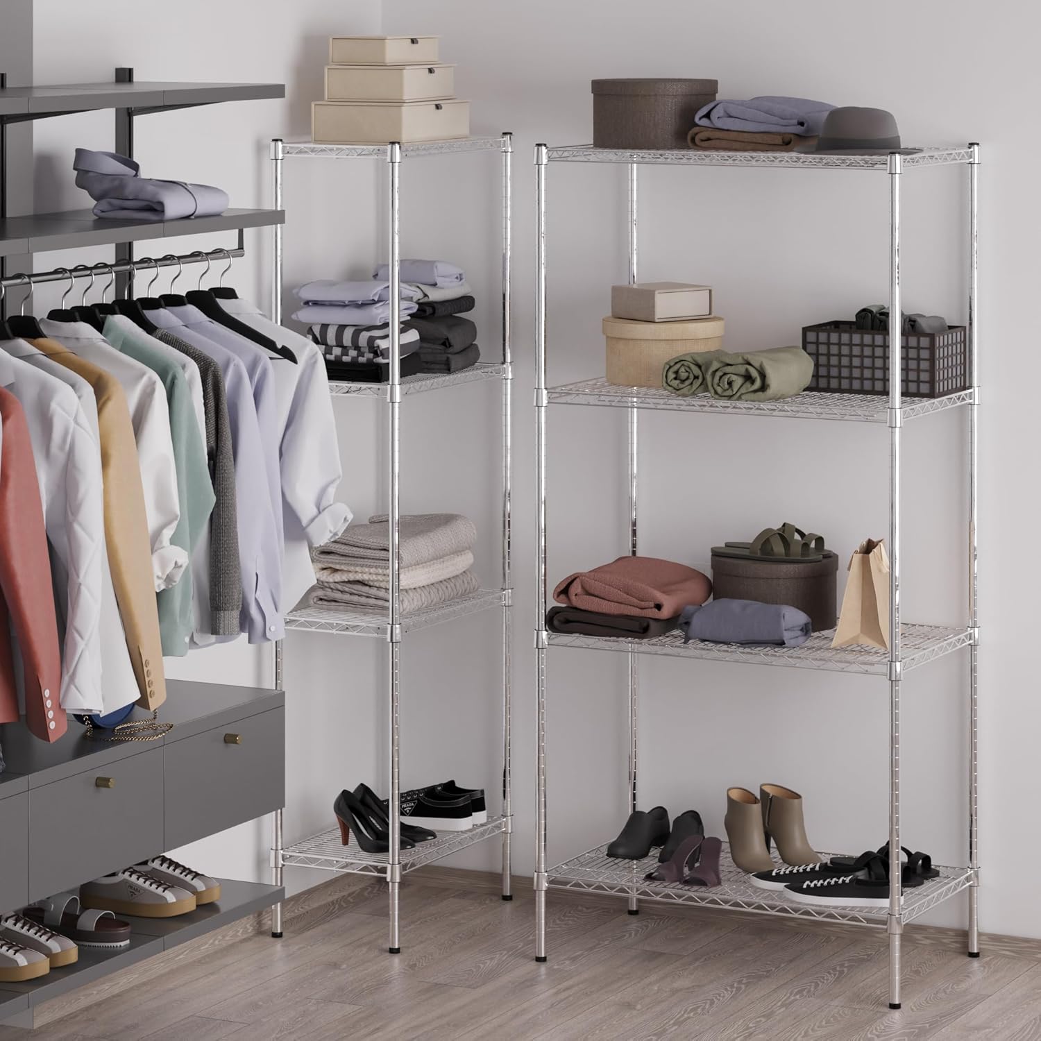 21" Deep x 36" Wide x 74" Height Wire Shelving Kit | 4-Tier | NSF Commercial Storage Rack Unit