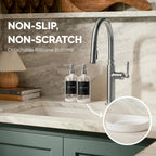 Vine Creations Clear Glass Soap Dispenser, 2 Pack Kitchen Soap Dispenser Set with Stainless Steel Pump, 16 oz Hand Soap or Dish Soap for Bathroom or Kitchen with Waterproof Labels