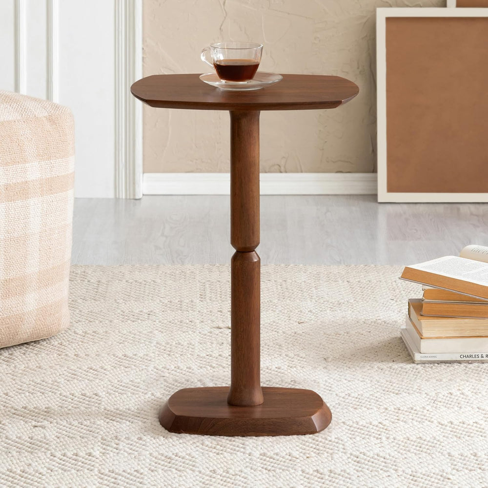 MH London Cooper Drink Table - 22" High Solid Mango Wood Pedestal Side T...