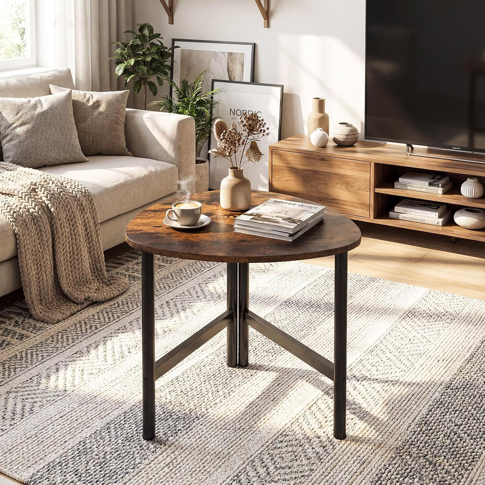 GOFLAME Triangular End Table, Modern Sofa Couch Side Table with Wood Faux Mar...