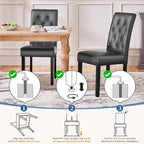 Yaheetech Dining Chairs Set of 6 Modern Style Faux Leather Dining Room Chairs with Solid Wood Legs and Button Tufted Padded for Home Kitchen, Gray