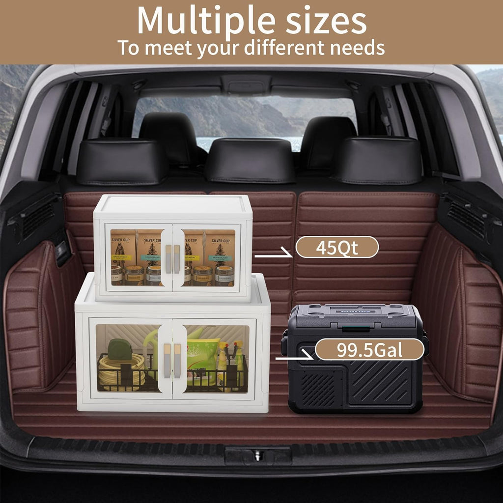 Large Clear Stackable Storage Bins with Lids, Foldable Storage Cabinet for Closet Organizers and Storage, Plastic Storage Box with Wheels 199 QT