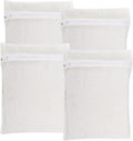4-Piece White Medium Durable Organic Cotton Mesh Laundry Bags with Sturdy Zippers and Breathable Mesh are Delicate Laundry Bags for Underwear, Clothes, Pants and Socks