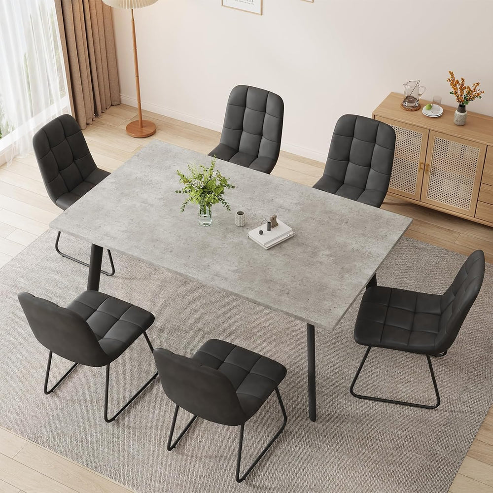46.5" Modern Grey Dining Table Set for Small Spaces, 5-Piece Set with Re...