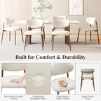 Dining Chairs Set of 6, Upholstered Dining Room Chairs with Metal Legs and Anti Slip Pads, Curved Back Kitchen Chair for Home and Restaurant Use, Beige