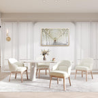 MALOL Dining Chairs Set of 4 with Lumbar Support,Fabric Upholstered Kitchen Chairs with Wooden Legs,Beige